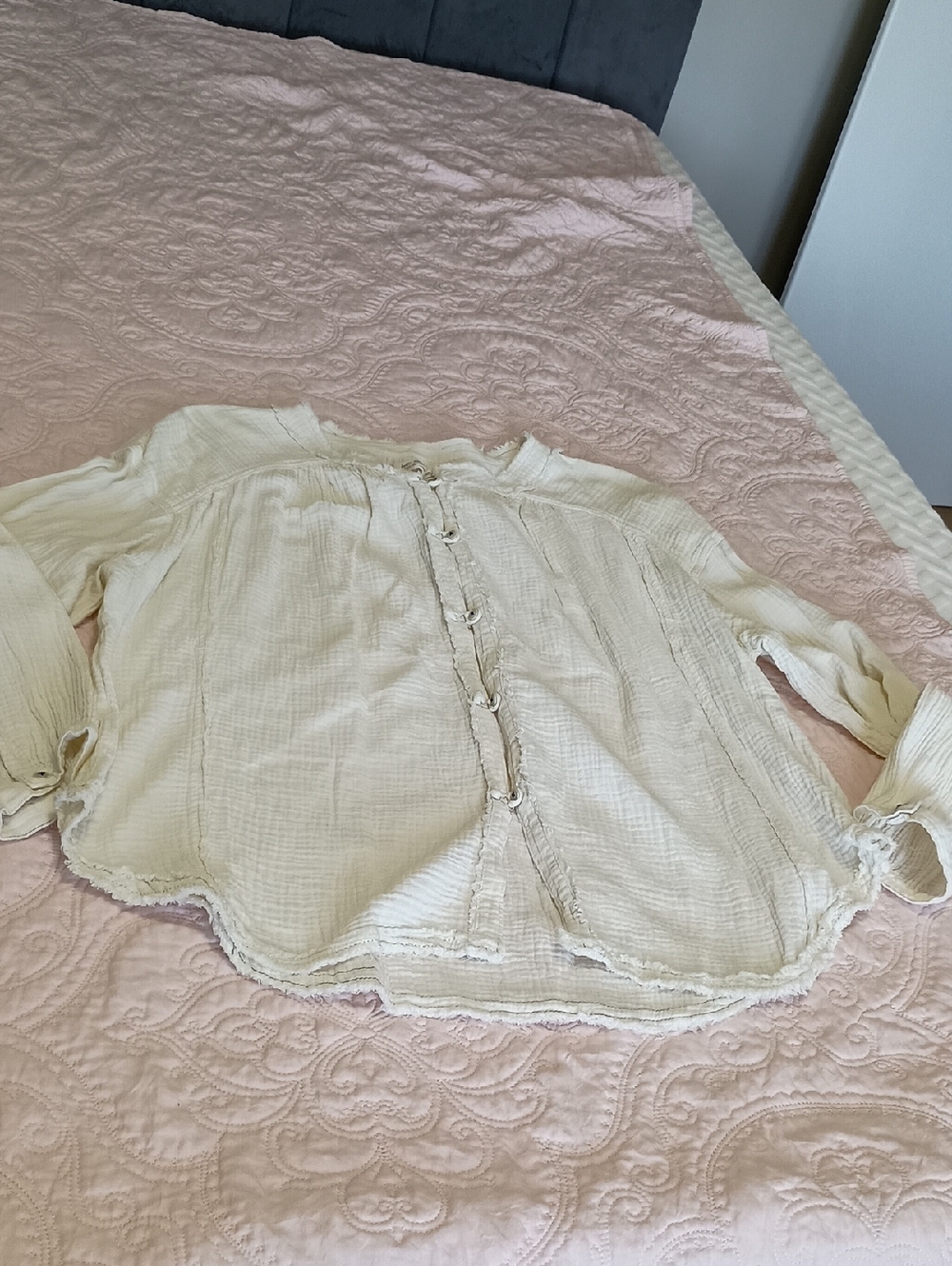 We The Free Lightweight Cream Button-Front Gauze Blouse - Soft Neutral